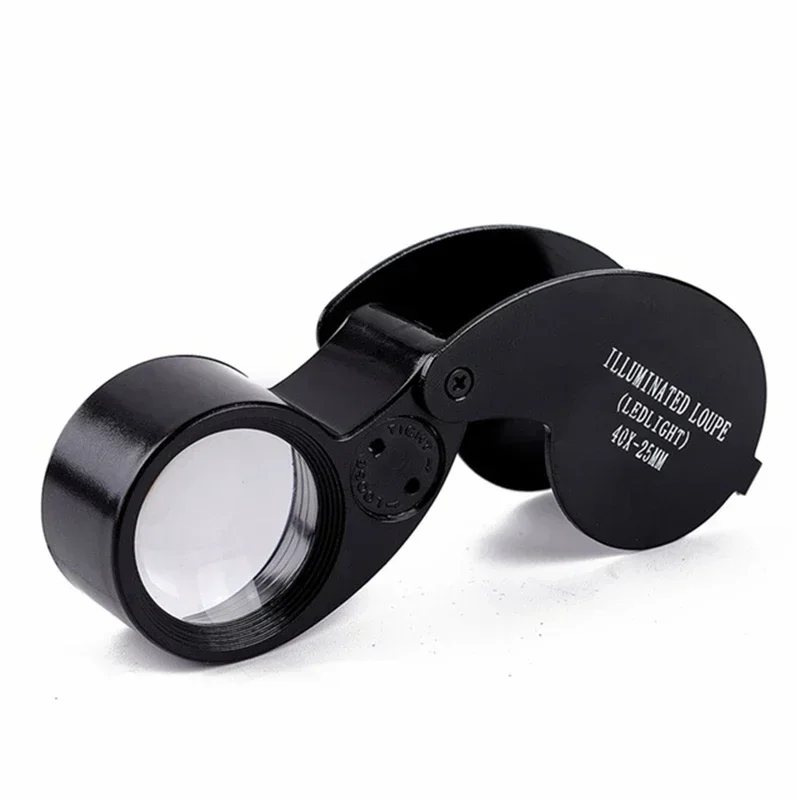 

Magnification 40X 25mm Folding Portable Jewelry Lighted Magnifier Eye Jewel Loupes Pocket Magnifying Glass with LED Lights Loupe