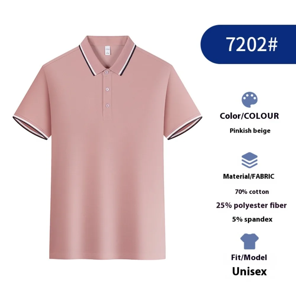 

American Business Dress Cotton Polo Shirt 2025 Spring and Autumn Men's and Women's Lapel Short-sleeved Couple Fashion Top