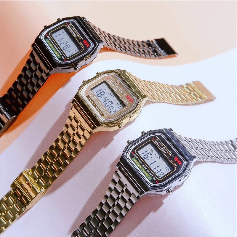 New Digital Wristwatches for Men Women Multifunction Alarm Electronic Clock Wrist Watch Stainless Steel LED Stopwatch Watches