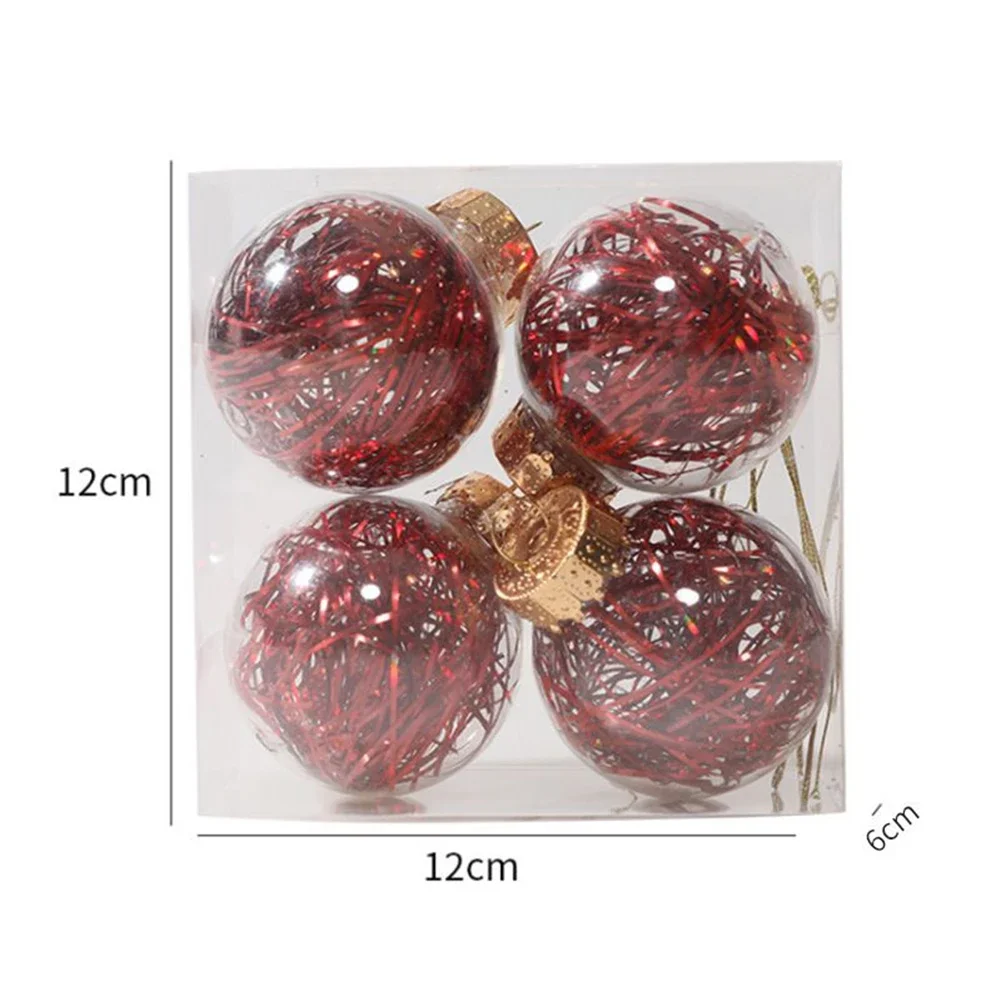 Christmas Ball Ornament 4PCS 6cm Christ Tree Decorations Plastic For Holiday Wedding Party Bridal Shower Home Garden Crafts Set