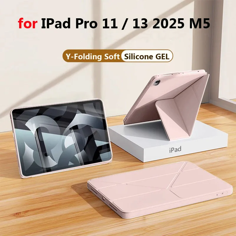 Case for IPad Pro 11 Inch 2025 A3358 Pro 11 A3359 Cover for IPad Pro 13 M5 Shockproof Casing Y-folding Flip Stand Tablet Cover