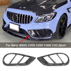 Carbon Fiber Front Bumper Air Vent Cover Mesh Grille Frame For Benz C Class W205 C43 AMG C180 C200 C260 C300 Sport 2015 - 2019