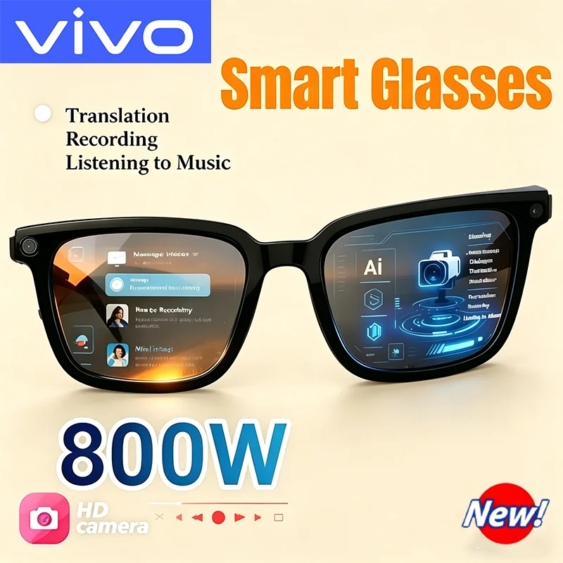 

Умные очки VIVO с камерой 100 МП, 8K HD, Chat GPT, аккумулятором 260 мАч, Bluetooth-звонками, голосовым управлением и помощником для мужчин
