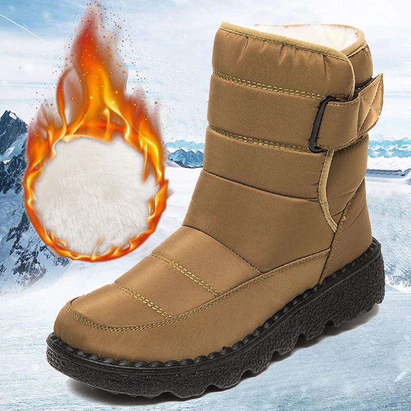 Antiscivolo stivali da neve impermeabili per le donne spessi stivali invernali in peluche donna piattaforma tenere calde scarpe imbottite in cotone