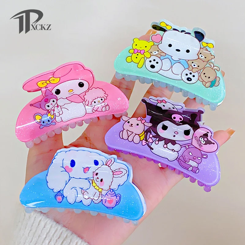 Small Animal Sanrio Grip Clip Cute Sweet Hairpin Back Of Head Hairpin For Girl Headwear Cartoon Hello Kitty Kuromi Shark Clip