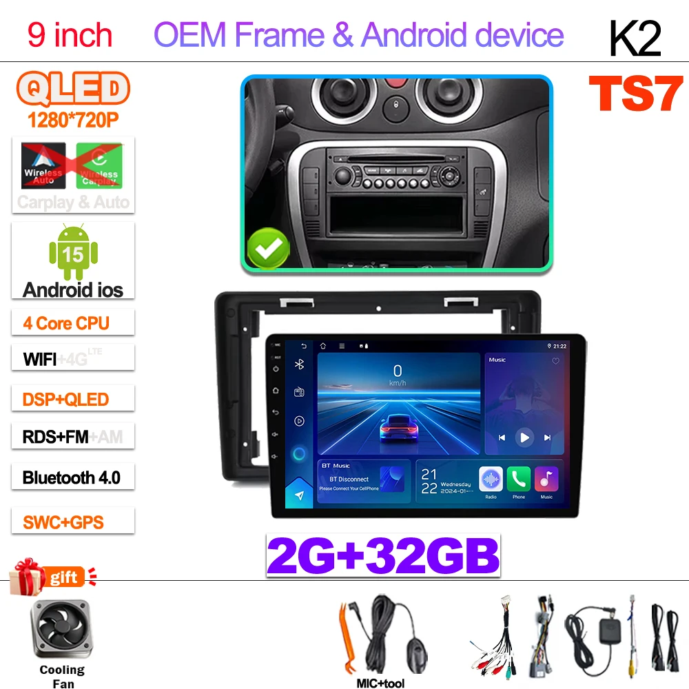 Android 15 Autoradio Voor Citroen C2 C3 2001 2002 2003-2010 Touchscreen Multimedia Video Player Navigatie Bluetooth WIFI GPS