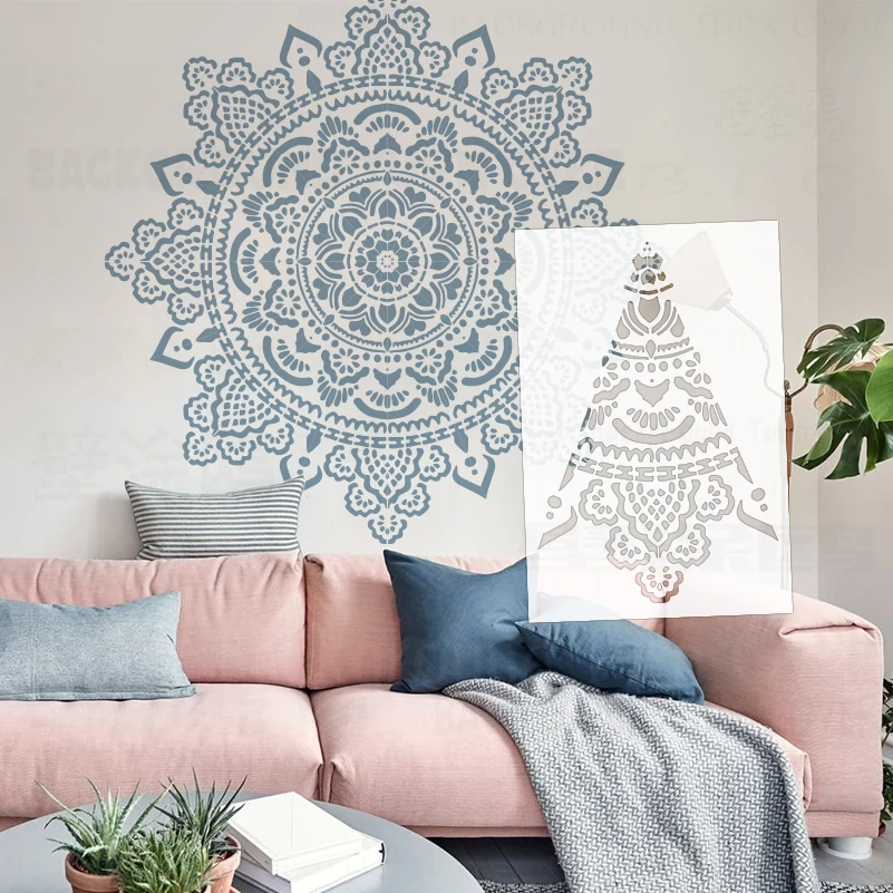 100cm - 140cm Stencil Wall For Painting Template Furniture Makers Decors Decor Drawing Mandala Huge Giant Flower Round S516
