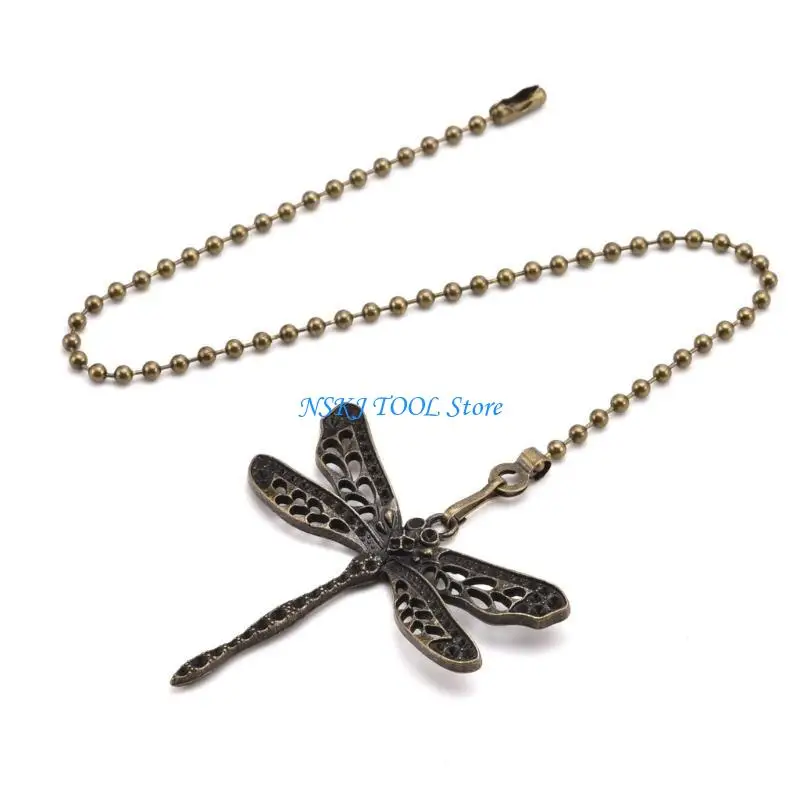 L8RC Decorative Ceiling Fan Pull Chains Set Of 2 With Dragonflies and Butterfly Ornaments Accessory for Lighting Fixtures