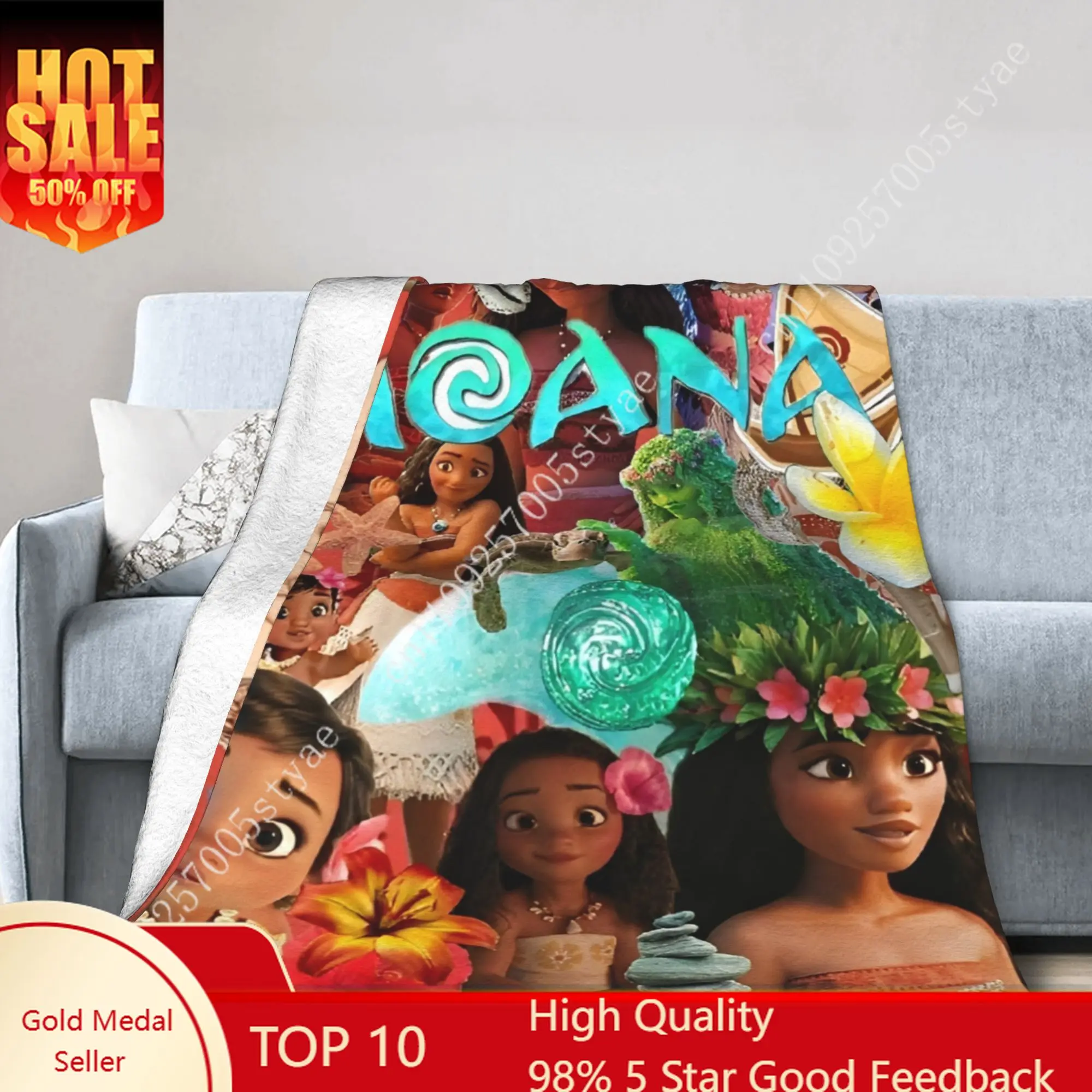 

Moana Vaiana Blankets Disney Cartoon Plush Blanket Soft Indoor Decoration Child Holiday Party Boy Girl Gifts Warm Custom Quilt
