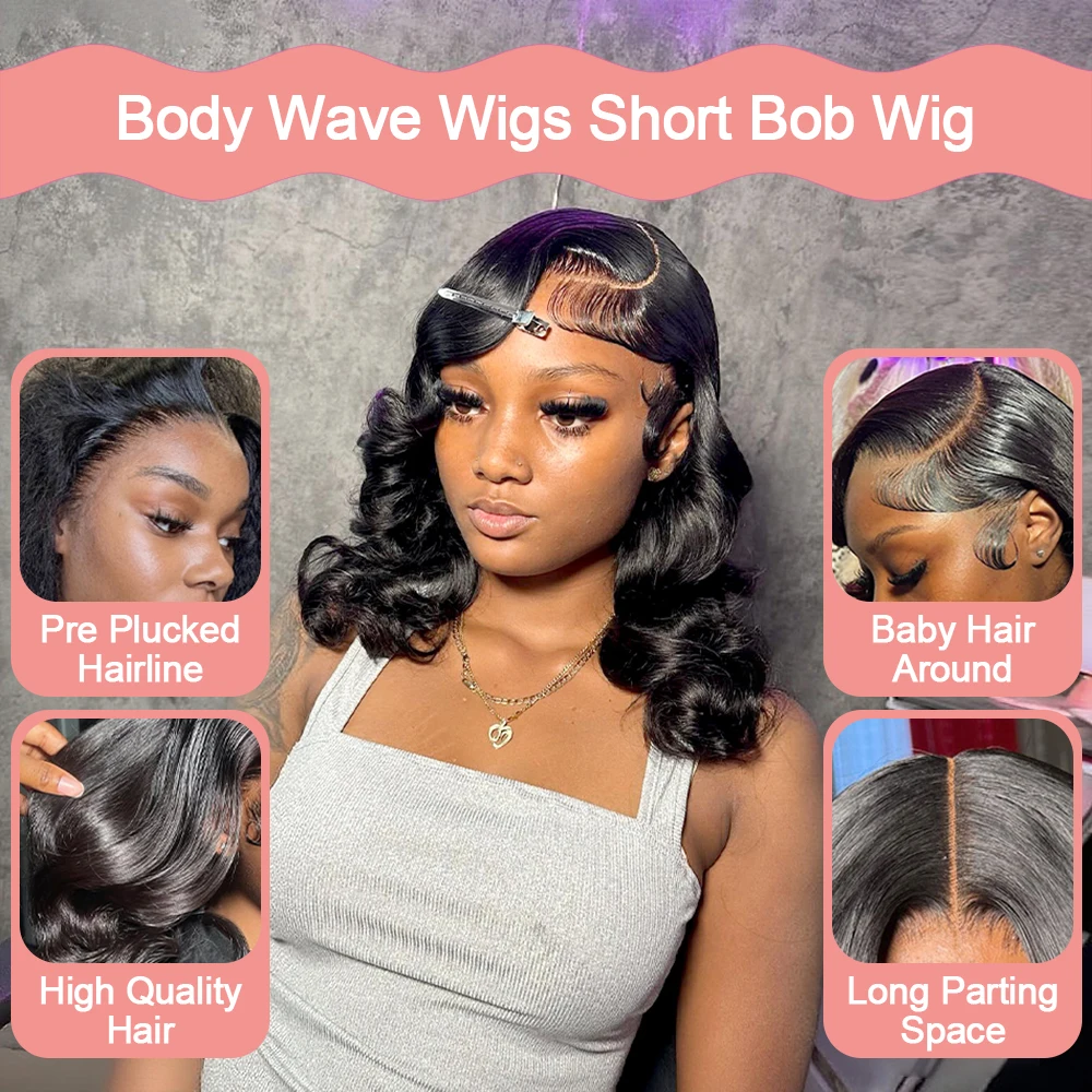 미리 컷팅된 접착제 없는 루즈 워터 웨이브 숏 보브 가 - Pre Parted 13X4 Lace Front Bob Wig 리뷰 및 가격