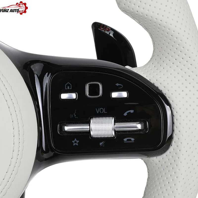 Nachrüst-Upgrade: Halb-Leder-Lenkrad aus geschmiedetem Carbon für W204 W205 W211 W213 W212 W222 EQA E550 AMG GT Modelle – Detail 5