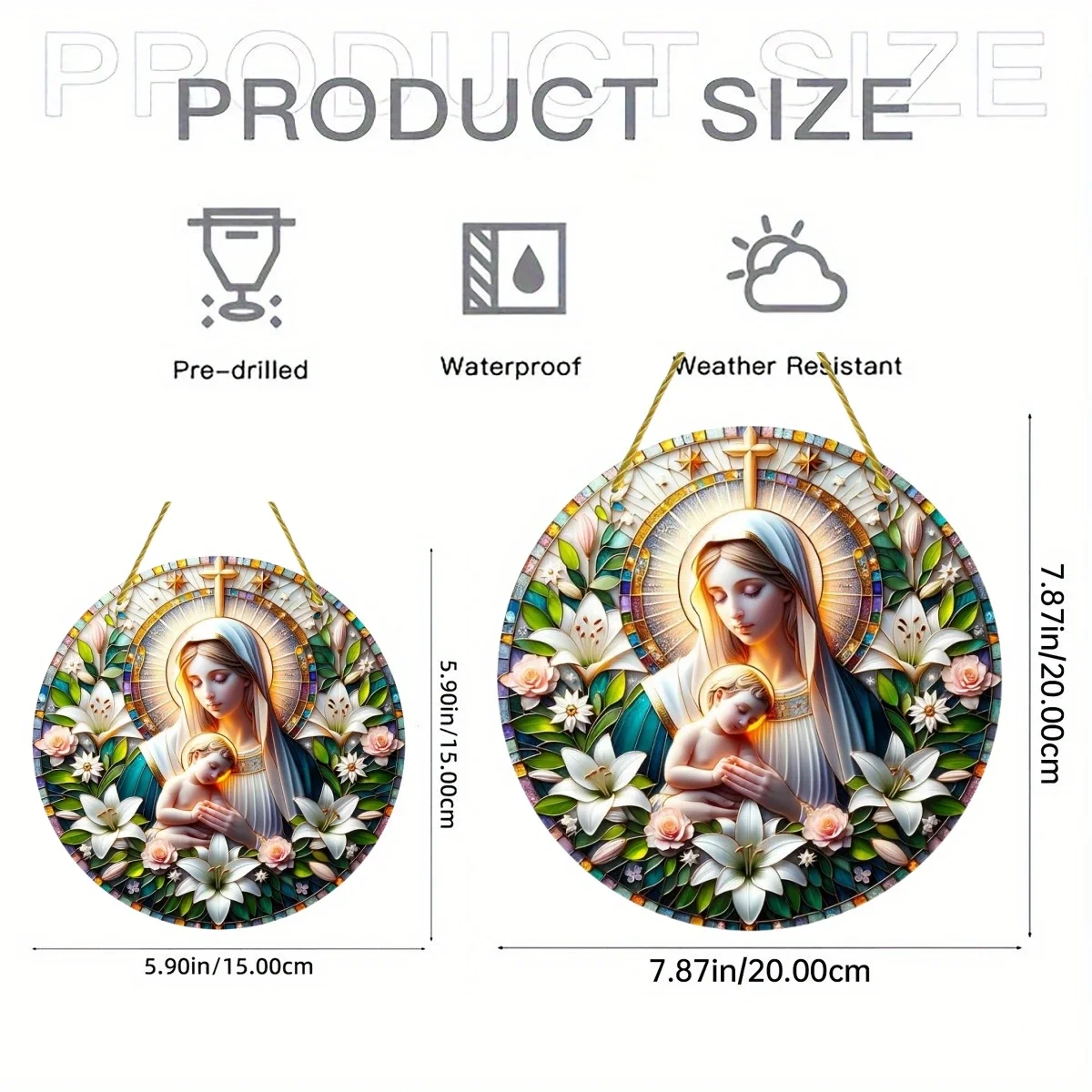 Virgin Mary Acrylic Sun Catcher-Colorful Glass Style Window Decoration for Room&Garden,Christmas gifts