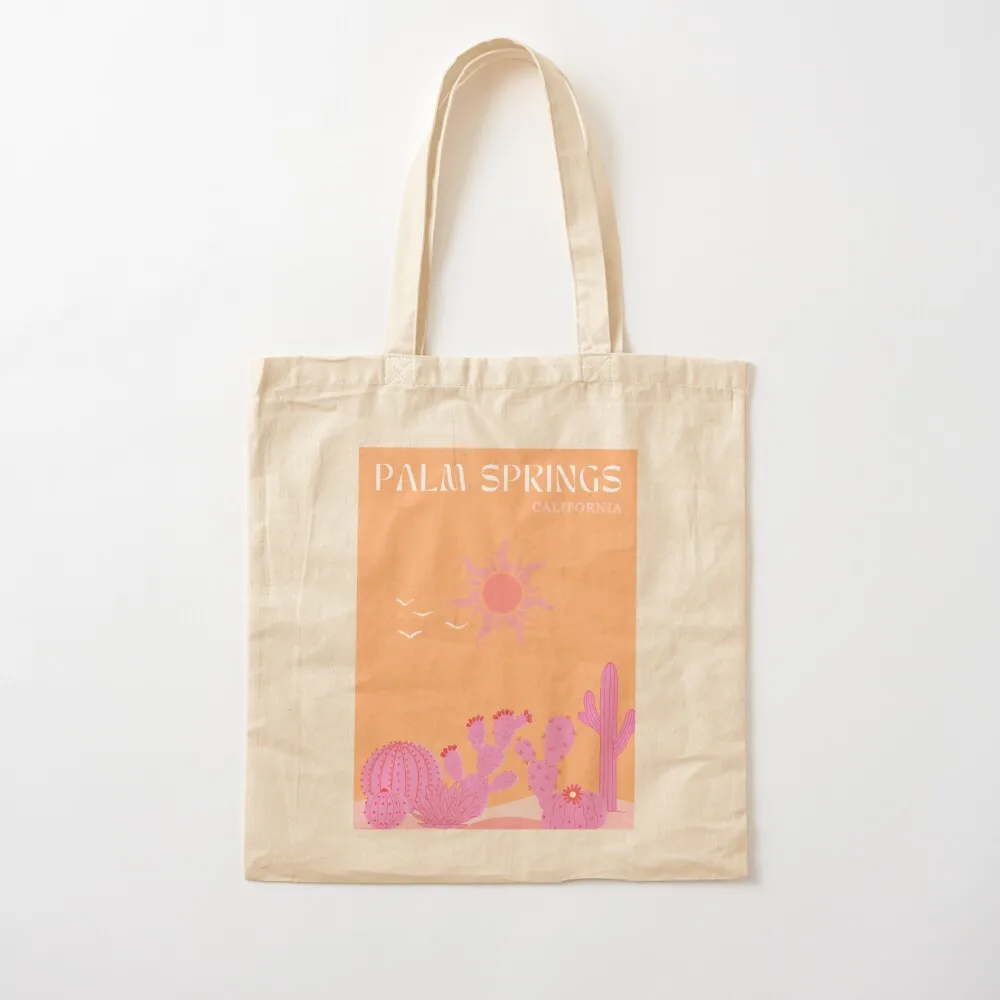 Palm Springs Desert California Cute Pink and Orange Tote Bag female bag tote bag men Canvas Tote