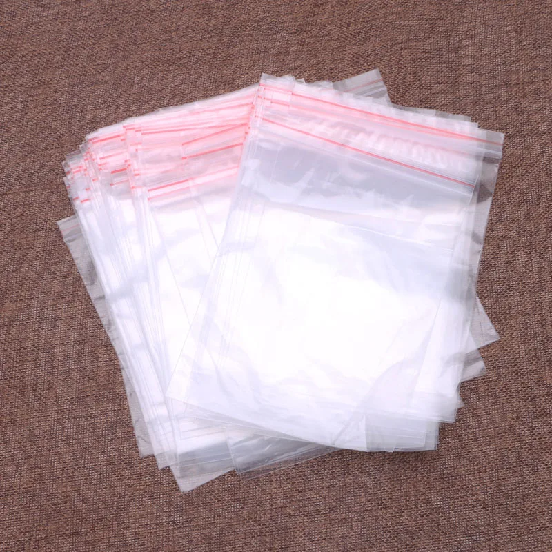 8 Sizes Clear Grip Self Press Seal Resealable Lock Plastic Bags 100PCS