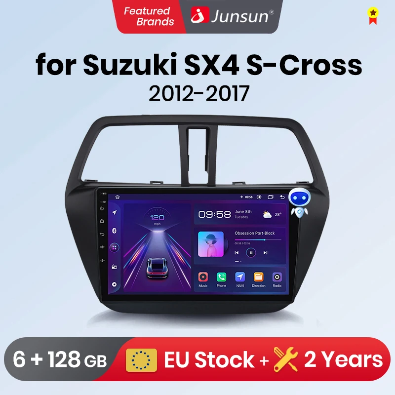 Junsun Car Radio wireless CarPlay Android Auto For Suzuki SX4 S-Cross 2012 - 2017 car intelligent systems No 2 din 2din DVD