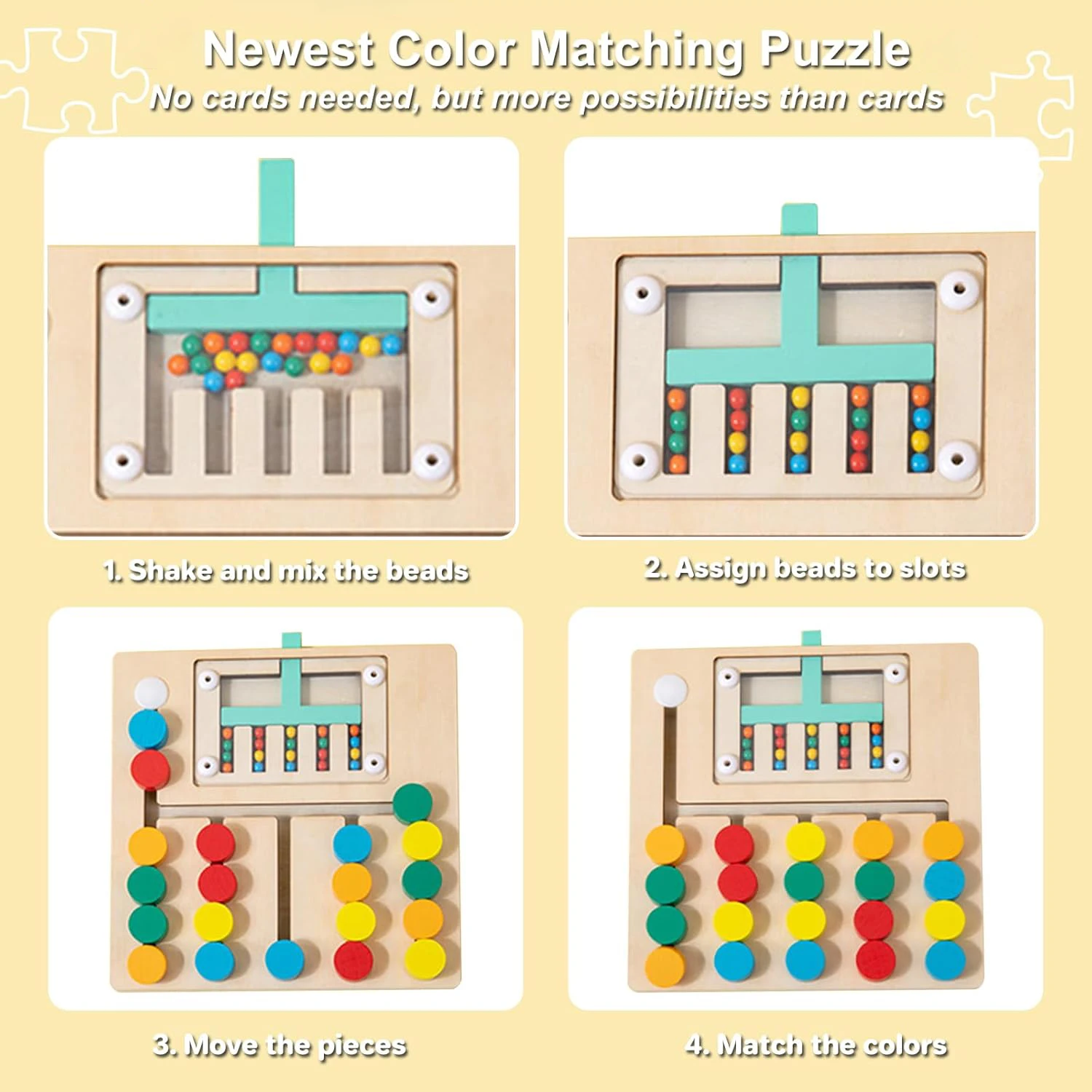 Montessori Wooden Color Matching Puzzles Preschool Learning Toys Matching Brain Teasers Logic Game for kids 3 4 5 6 7 Years Old