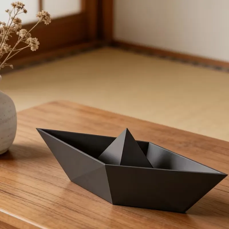 1pcs Paper Boat Shape 3D Printed Decorative Ornament – Minimalist Desktop Display, Unique Gift Model