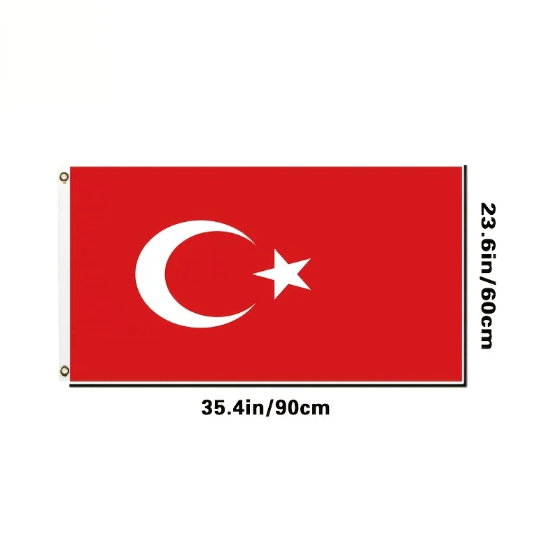 1pc Turkey National Flag, Polyester with Grommets, Classic Red Background White Crescent Design, Holiday Celebration.No Flagpole