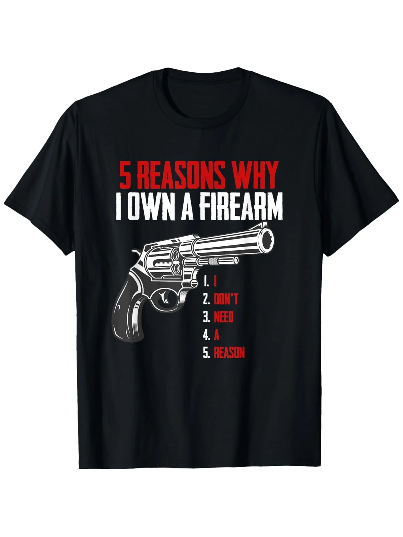 Men's Women's 2nd Amendment Gun Rights T-Shirt Heavyweight Cotton Black Crewneck Short Sleeve