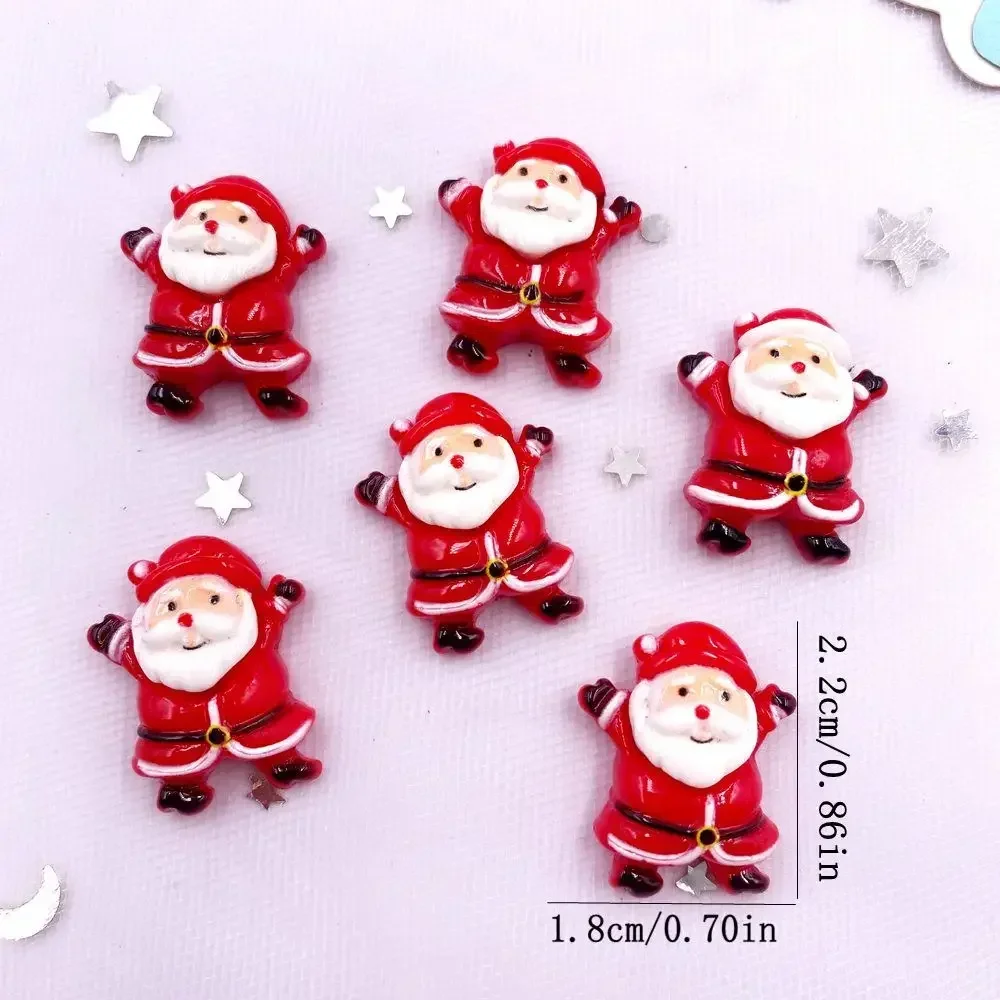 15PCS Żywica Kolorowa Kreskówka Święty Mikołaj Figurka Flatback Stone Scrapbook DIY Bow Akcesoria Czerwona Seria Christmas Decor Craft