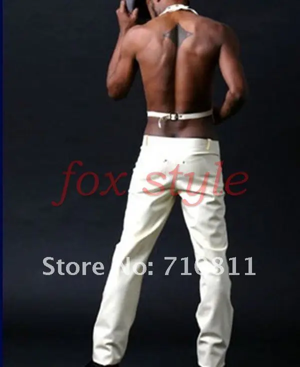 latex  trousers jeans in white color