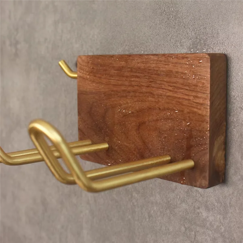 

ABHB-Hair Dryer Shelf No Punching Bathroom Solid Wood Hair Dryer Hanger Bathroom Wall Mounted Duct Bracket Storage