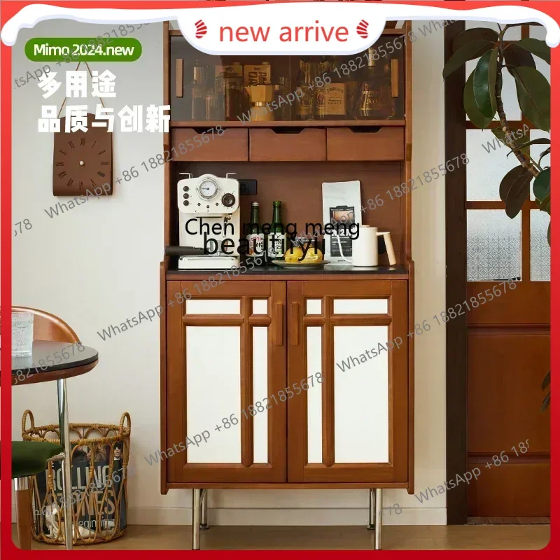 SS new style Retro solid wood rock slab dining side cabinet integrated locker against the wall small apartment entrance cabinets