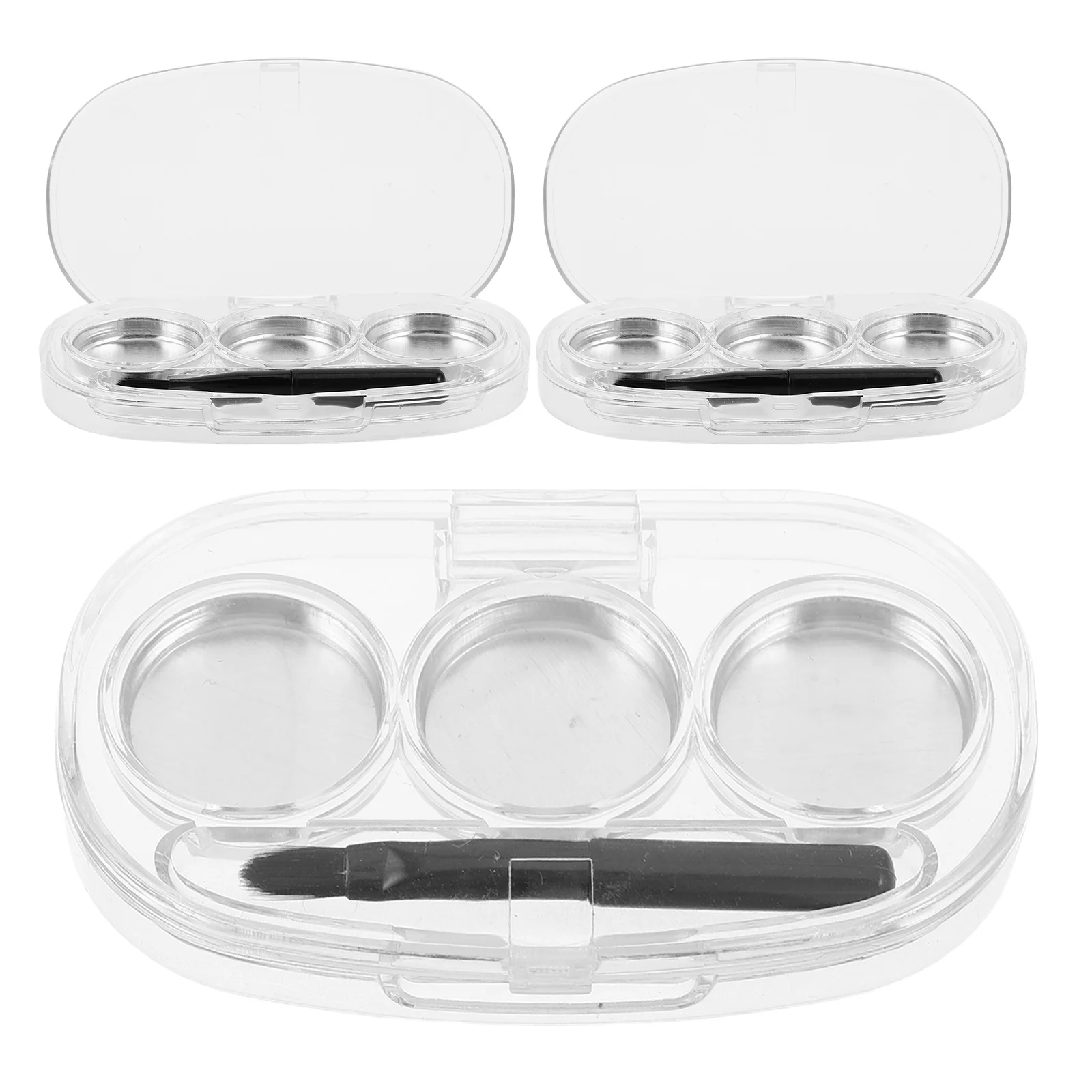 

3Pcs Clear Makeup Travel Organizer Empty Eye Shadow Holder Compact Small Eyeshadow Palette Storage Box with Brush