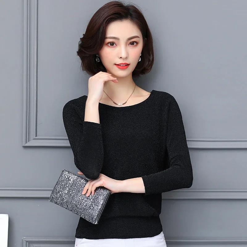 Elegant Fashion Elegant Shiny Sequin Blouse Classic Black Blue Shine Women Blouse Pleasure Glitter Shirt Tops Tunic Women 15841