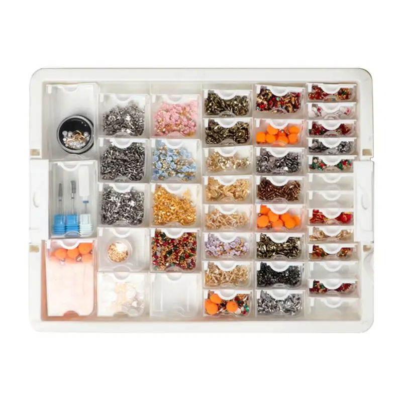 Clear Ring Display Case For Beads Jewelry Organizer Stackable Display Containers Rhinestone Organizer For Nail Art Craft