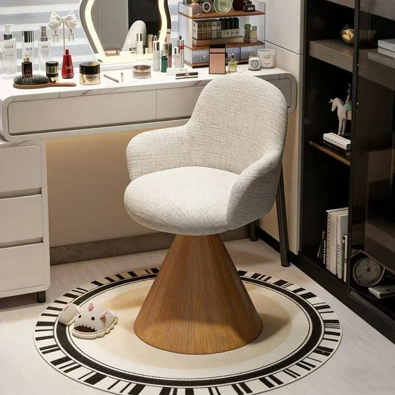 Cream wind rotatable makeup stool household bedroom dresser backrest stool light luxury style dressing stool makeup stool