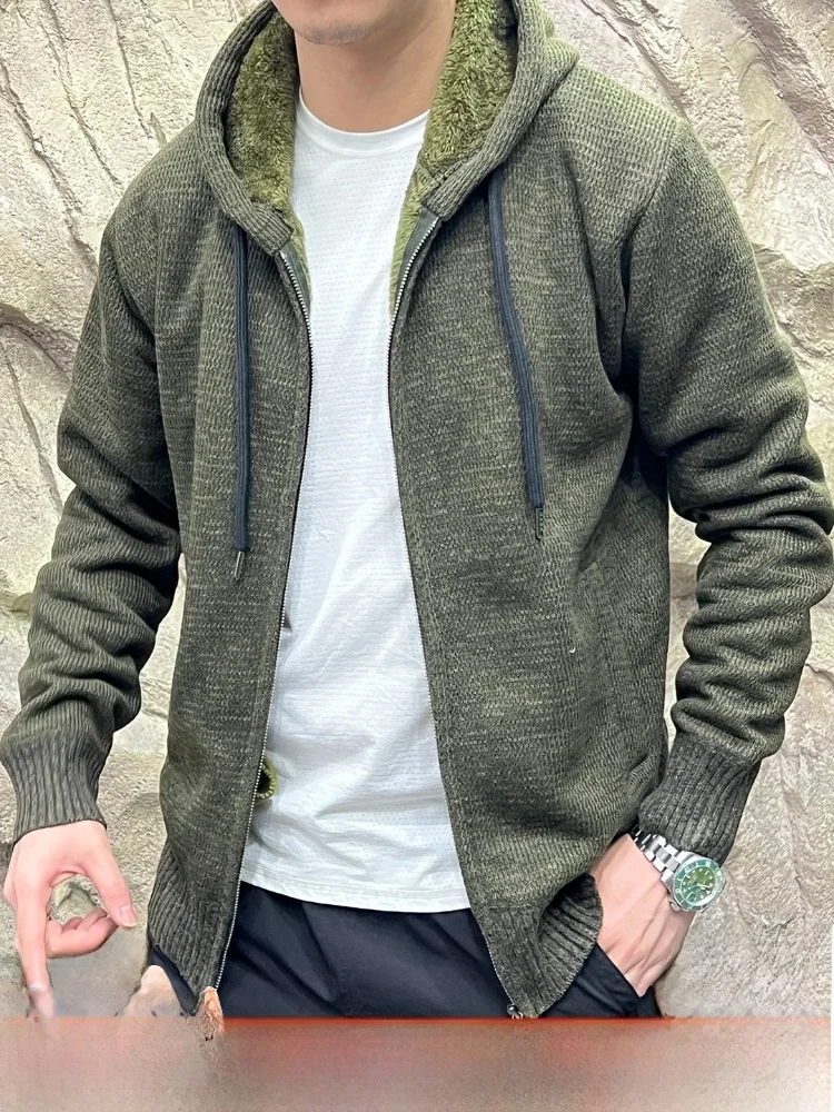 

Thiened трикотаж Fce повседневная куртка с капюшоном мужская осень-зима ветрозащитная теплая подставка из полиэфирного волокна длинная молния све