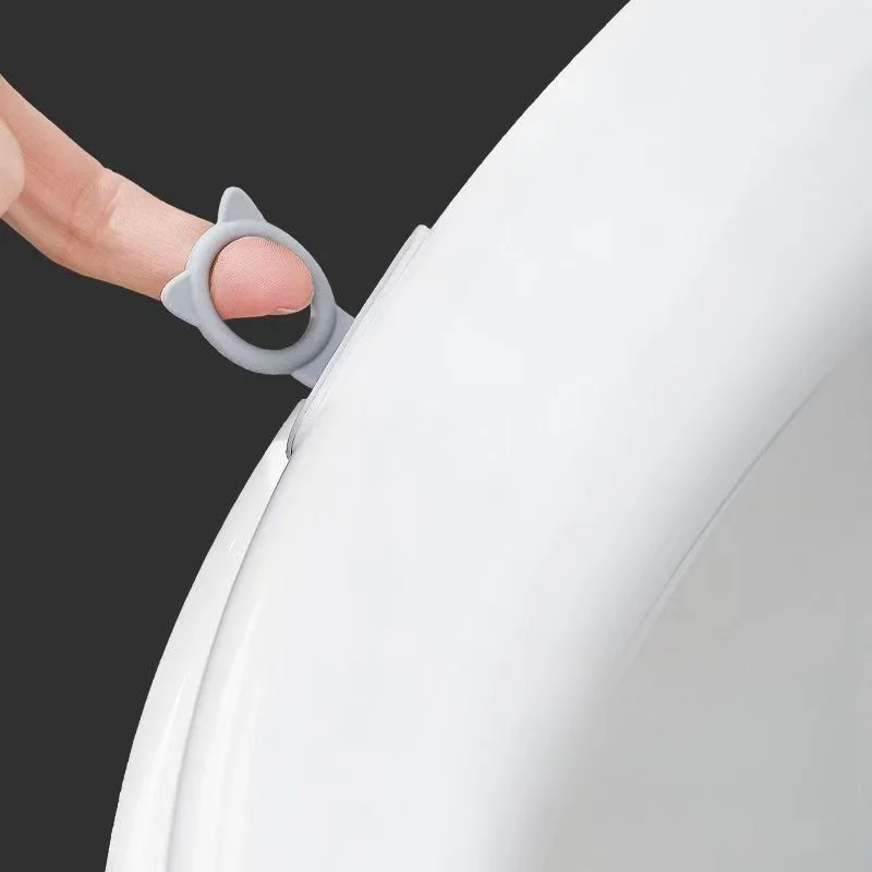 Household Non-Dirty Hands Silicone Toilet Seat Opener Multi-Function Self-Adhesive No Punching Cabinet Door Drawer Handle