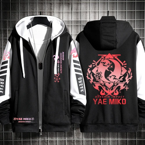 Imagen 2 del producto Anime Genshin Impact Yae Miko Cosplay disfraces Unisex 3D Sudadera con capucha cremallera chaqueta con capucha prendas de vestir exteriores