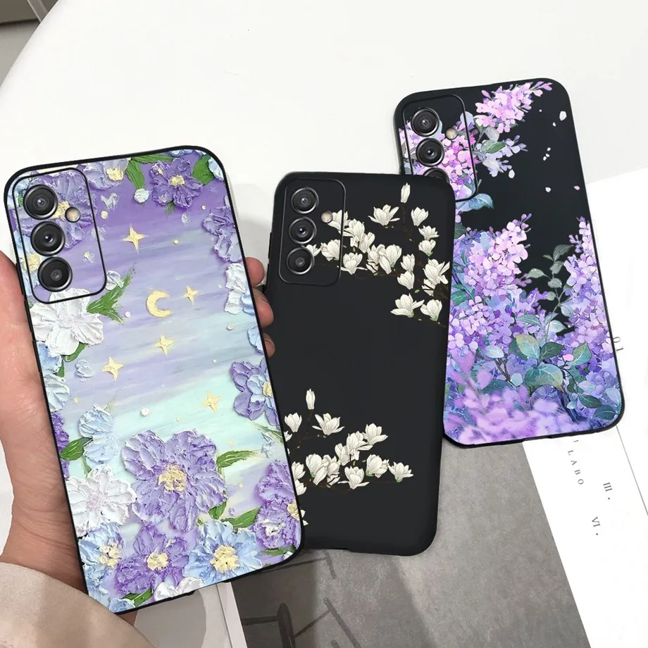 For Samsung Galaxy A82 Case Matte Silicone Soft Coque Camera Protection Back Cover For Samsung Quantum 2 Cover Black Cat Cartoon