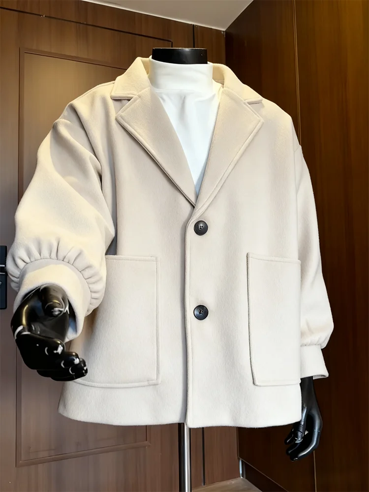 

Теплое мужское шерстяное пальто Thiened ort бежевого цвета, корейская ветровка на подкладке в Корейском стиле для зимнего сезона