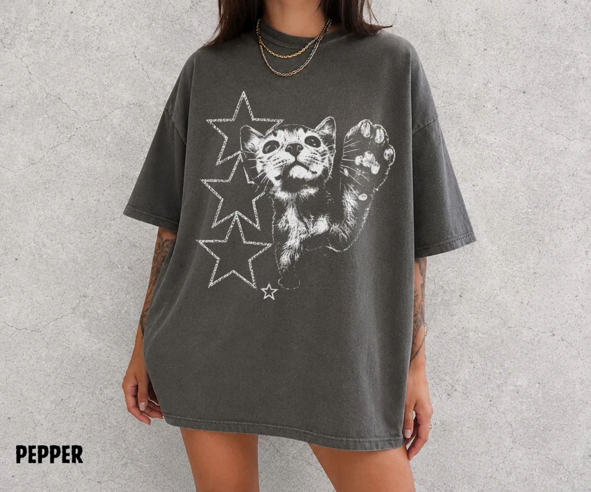 Fun Cat Claw Pattern T-shirt, 90s Retro Cat T-shirt, Y2K Cat T-shirt, Fun Cat Emoji Pack, Cat Mom Gift, Cat Lover T-shirt