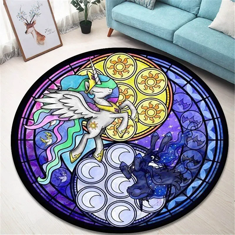 Cartoon My Little Ponys round carpet living room bedroom non-slip carpet floor mats Home bedroom decor area rug birthday gift