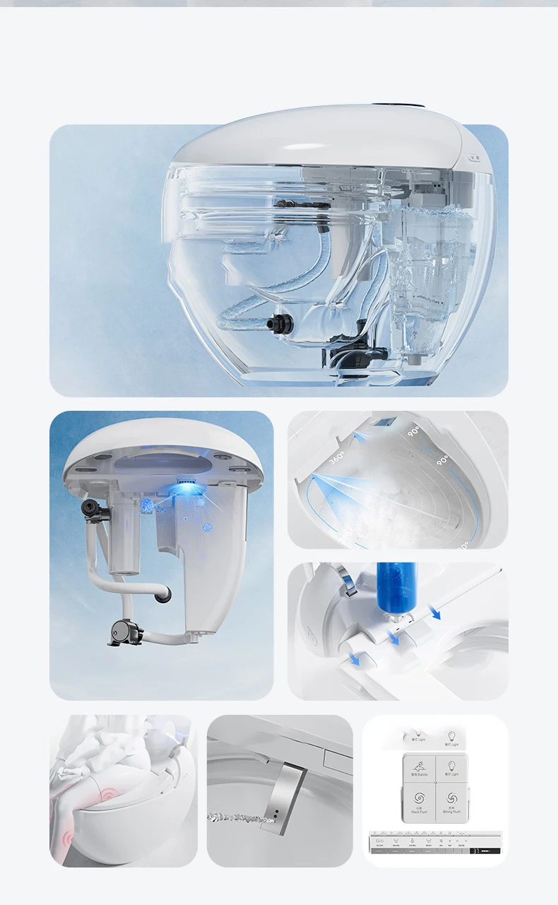 Bagno a forma di uovo Bagno elettrico automatico a filo WC intelligente in ceramica intelligente