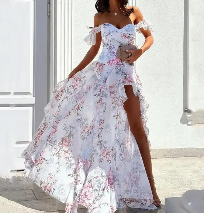 Eleganckie sukienki na imprezę dla kobiet, 26 nowych, modnych, casualowych wzorów, seksowne, w stylu spicy girl, z odkrytymi ramionami, na ramiączkach, z rozcięciem i podkreśloną talią, idealne na wakacje.