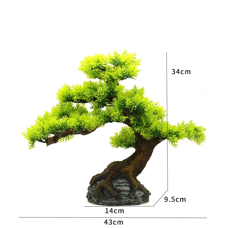 43CM Artificial Big Water Plants Fish Tank Green Plant Aquarium Plastic Tree Decor Betta Goldfish Turtle Hide Habitat Landscape