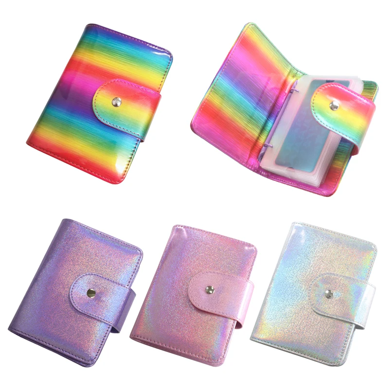 20Slots 6*12cm Holographic Stamping Plate Case Storage Bag Purple/Pink/Colorful Rectangle Nail Art Plate Organizer Holder Bag