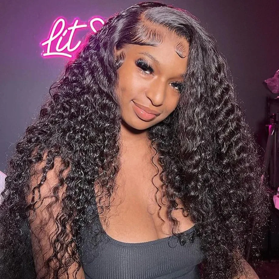 250 Density 13x6 Hd Lace Curly Wigs Human Hair Deep Wave Frontal Wig 40 Inch Water Wave 13x4 Lace Front Human Hair Wig 100% 4x4