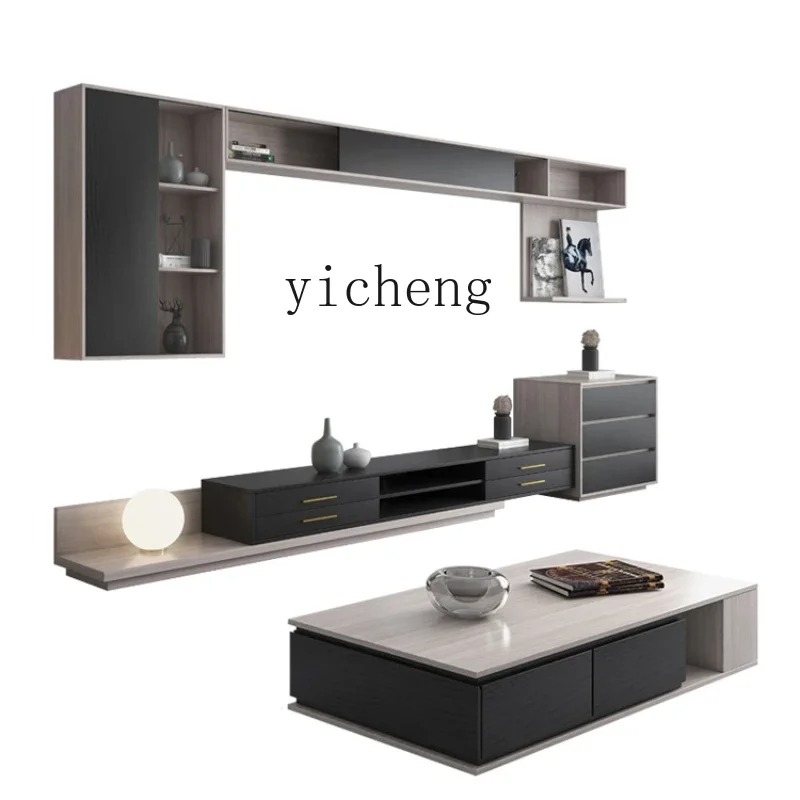 RWJ Coffee Table Background Wall All-in-One Cabinet Storage Small Apartment Living Room Home TV Cabinet