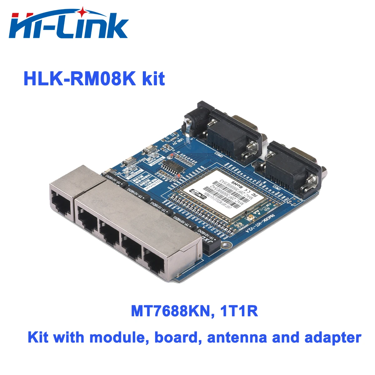 Hi-Link Hot Sale MT7688K 2.4G IOT WiFi UART to Ethernet Wireless Router Module Kit with Test Board HLK-RM08K