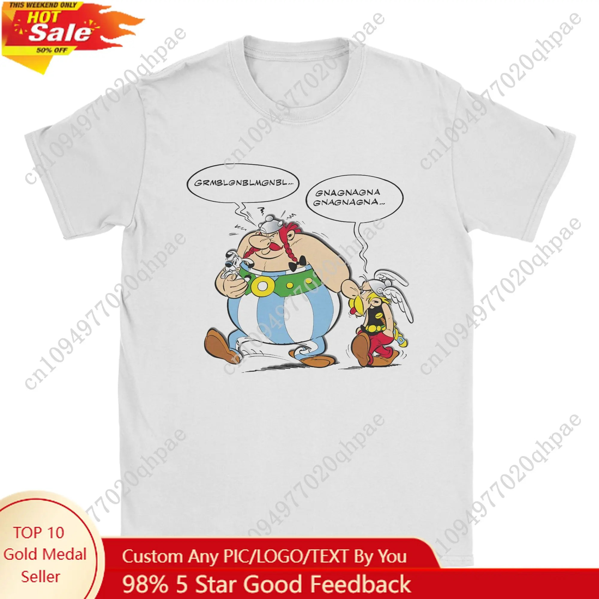 

Men's T-Shirts Asterixes Speach Bubbles 100% Cotton Obelixes Tees Short Sleeve Cartoon T Shirts Round Collar Clothing Plus Size