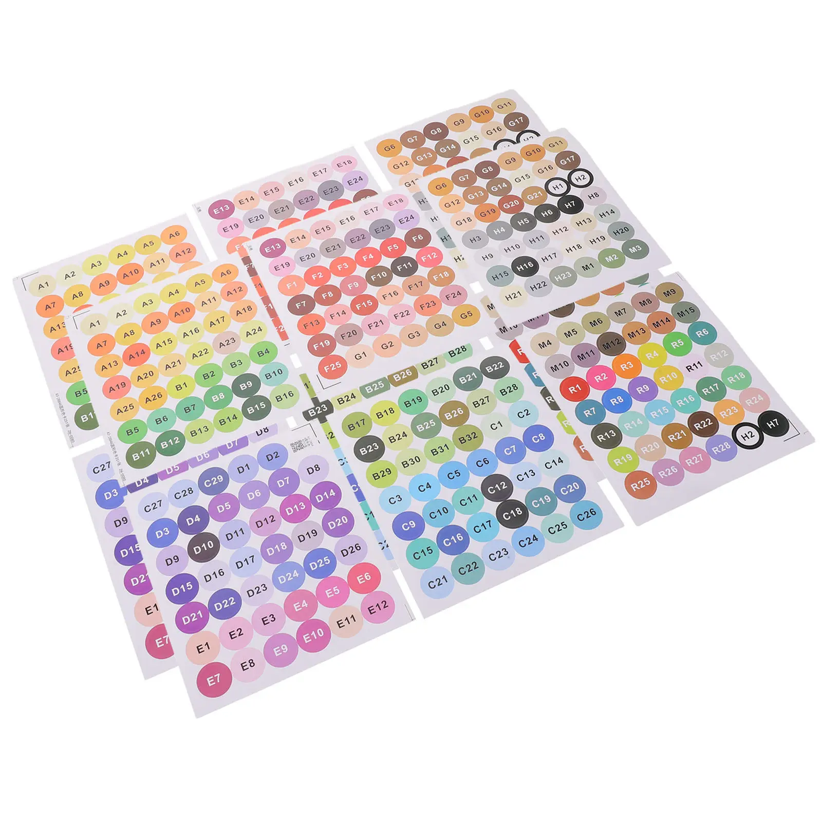 72Sheets Color Number Stickers Round Colored Labels Self Adhesive Dot Stickers for Fuse Beads Craft Bin Organization Inventory
