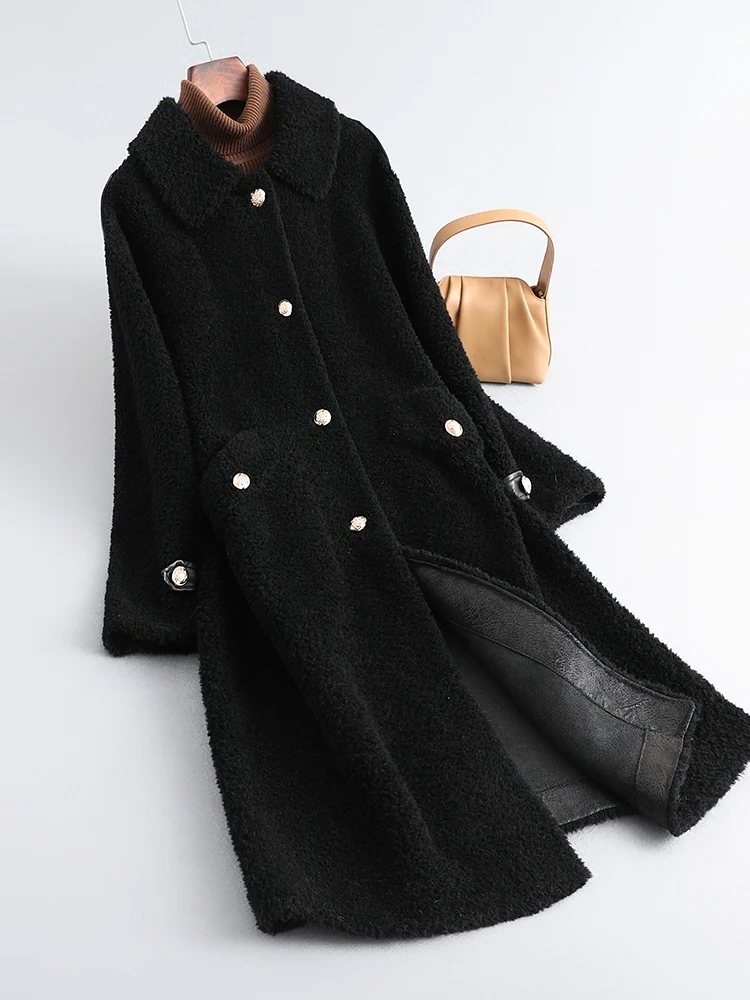 

Haining Fur 2023 Autumn/Winter Sheep Fleece Coat Medium and Long Grain Fleece Lamb fur integrated coat