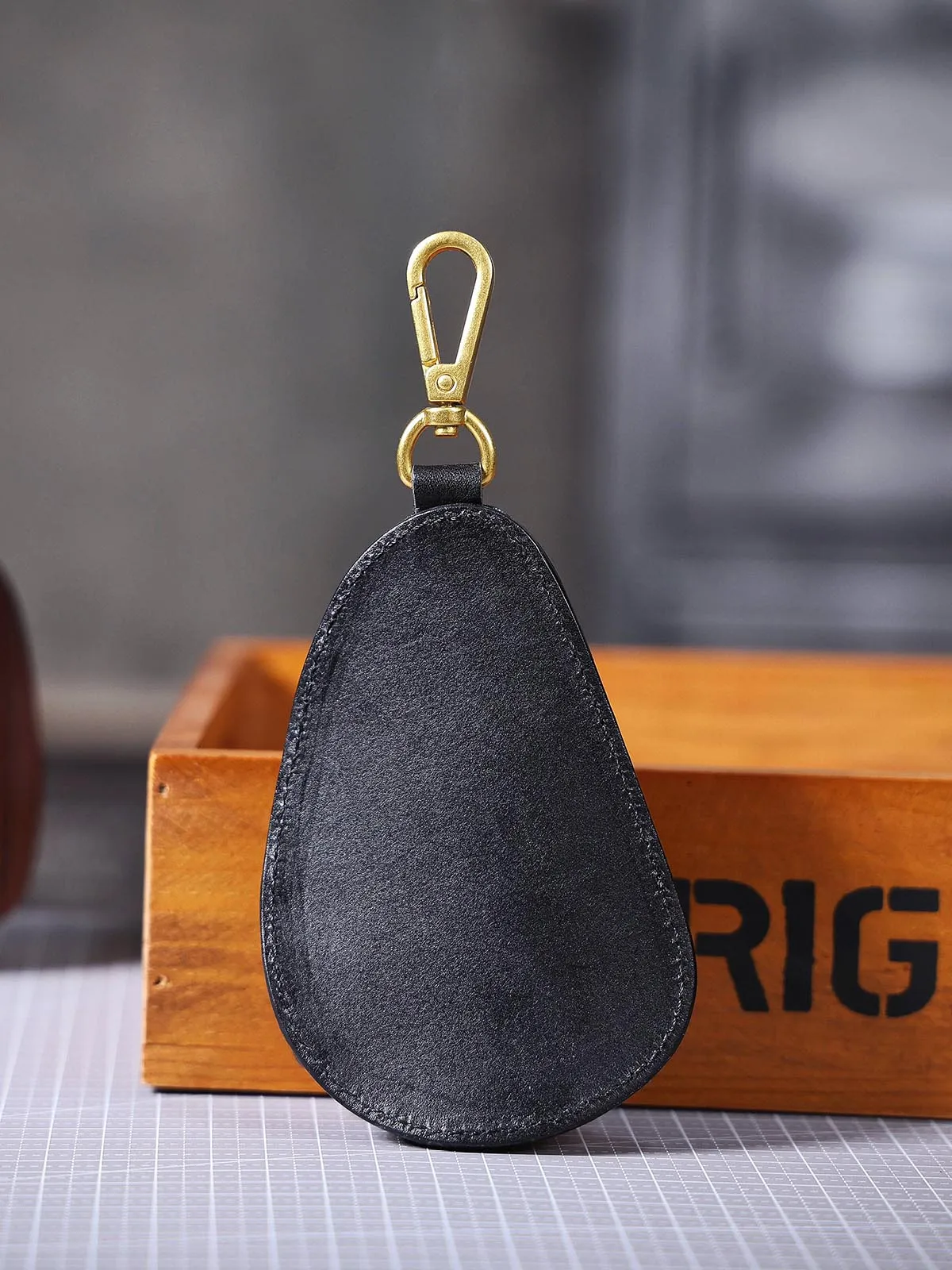 Echtleder Autoschlüsselhalter Unisex Casual Schlüsseltasche aus pflanzlich gegerbtem Rindsleder Gürteltasche für Münzen. – Detail 6