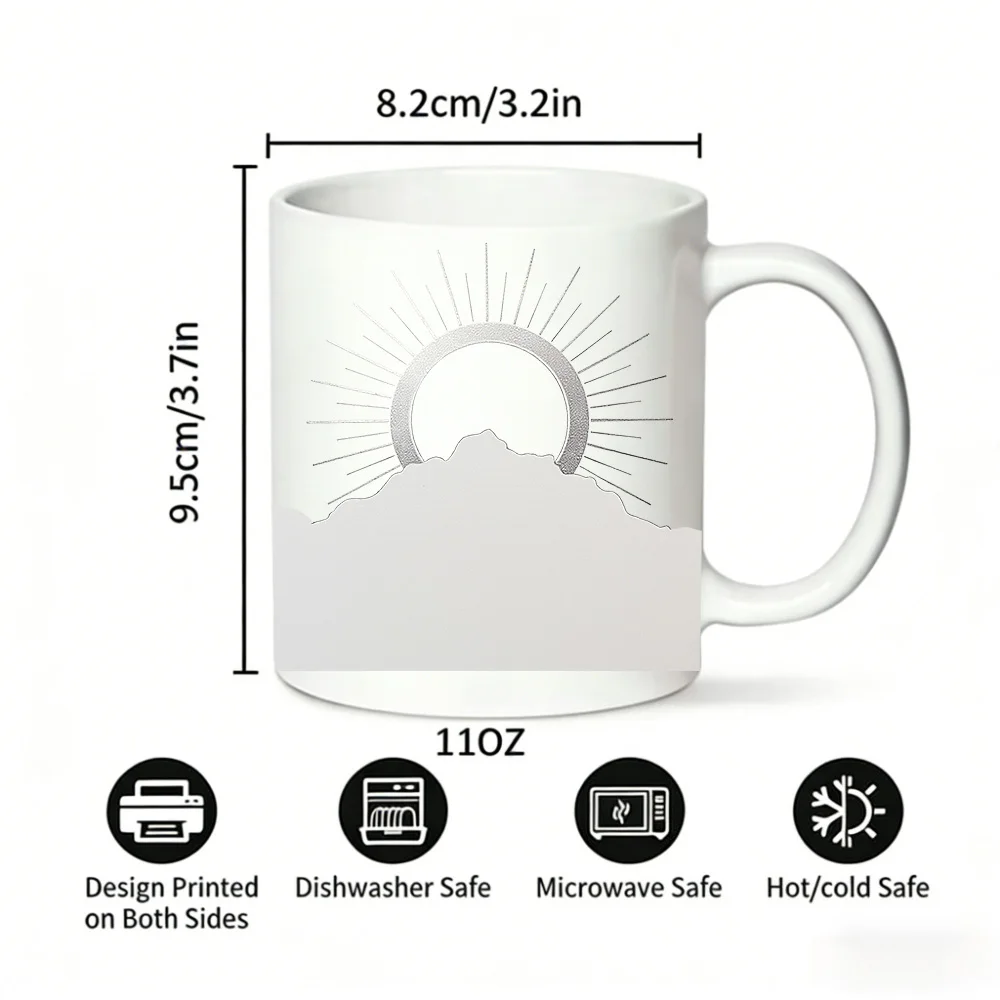Minimalist Silver Sunrise Ceramic Mug, Coffee Cup, Milk Cup, Office Tea Cup, Drinking Cup, Gift for Friends, Fade-Resistant
